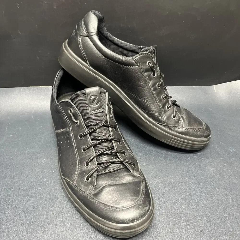 Ecco Men's Soft Classic Lace Sneaker Black Leather EU 47 Size 13 US